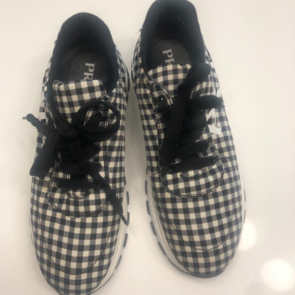 Prada Gingham Black and White Sneakers - Picture 2 of 4